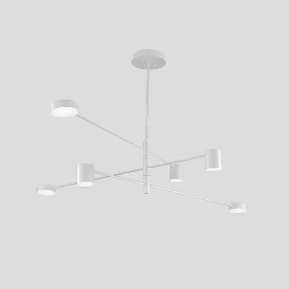 Modern Black/White Iron Pendant Chandelier - 3/4-Tier Straight Arm 6/8 Bulbs Led Light In Warm/White