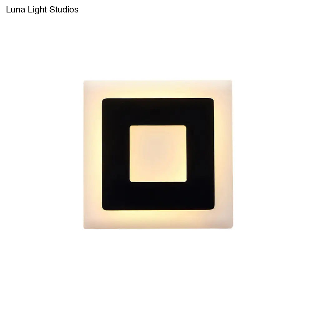 Modern Black/White Led Sconce Lamp - 1 Light Acrylic Wall Mount In Warm/White