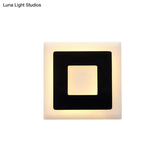 Modern Black/White Led Sconce Lamp - 1 Light Acrylic Wall Mount In Warm/White