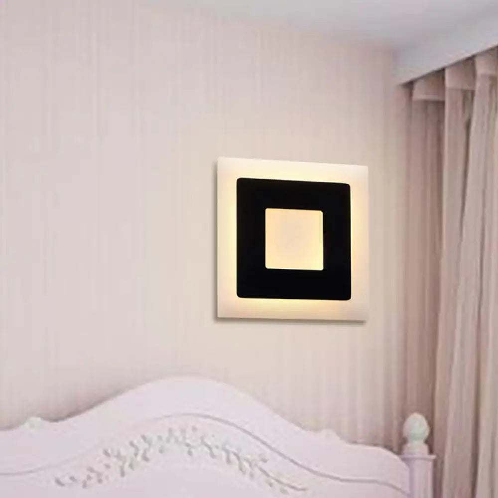 Modern Black/White Led Sconce Lamp - 1 Light Acrylic Wall Mount In Warm/White