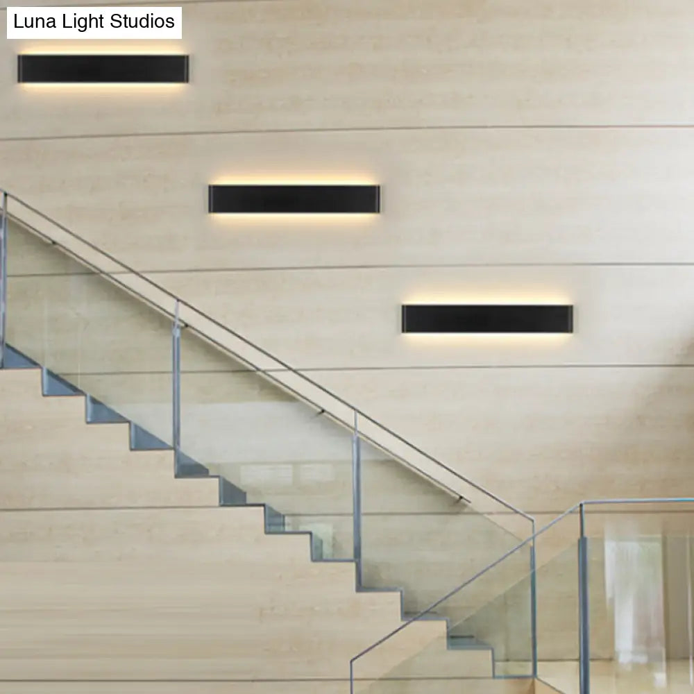 Modern Black/White Led Wall Lamp With Rectangular Metal Shade - Great Room Sconce Fixture