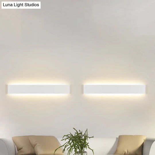 Modern Black/White Led Wall Lamp With Rectangular Metal Shade - Great Room Sconce Fixture