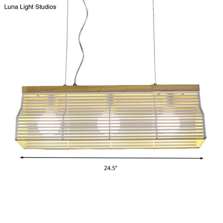 Modern Black/White Linear Island Pendant Light - 3-Light Metal And Wood Dining Room Lighting