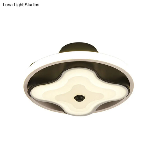 Modern Black & White Metal Flush Ceiling Light Led Mount For Lobby Warm/White