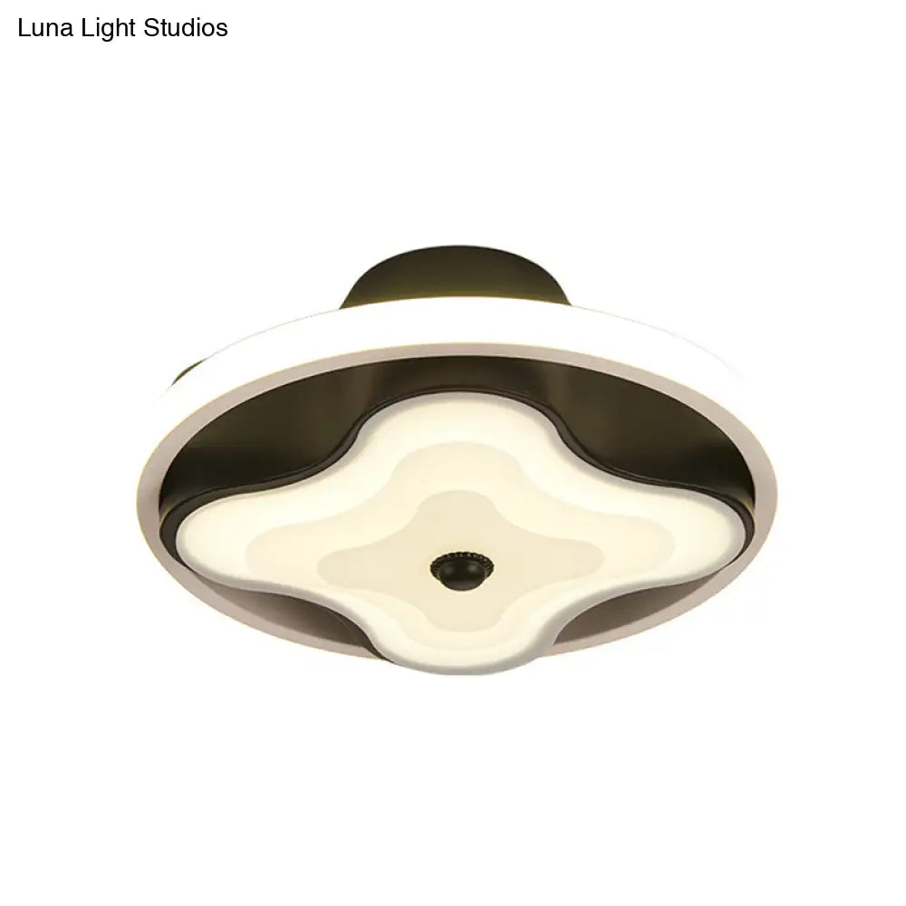 Modern Black & White Metal Flush Ceiling Light Led Mount For Lobby Warm/White