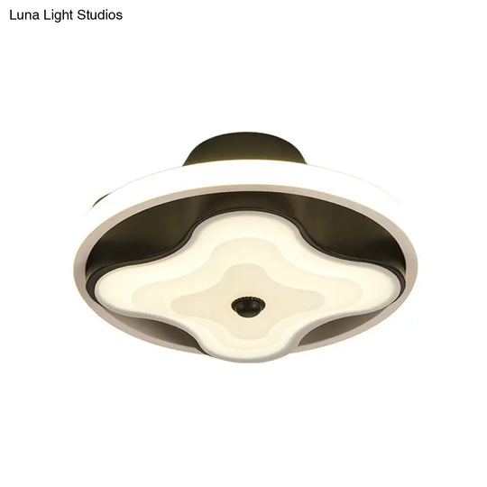 Modern Black & White Metal Flush Ceiling Light Led Mount For Lobby Warm/White