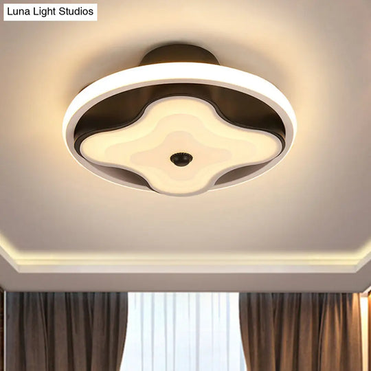 Modern Black & White Metal Flush Ceiling Light Led Mount For Lobby Warm/White Black-White / Warm