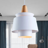 Modern Black/White Pendant Light For Dining Room With Metal Shade White