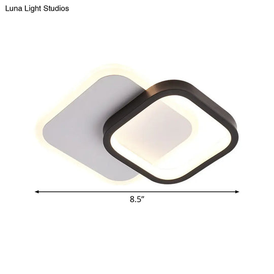 Modern Black-White Small Ceiling Lamp With Led Flush Mounts For Corridor