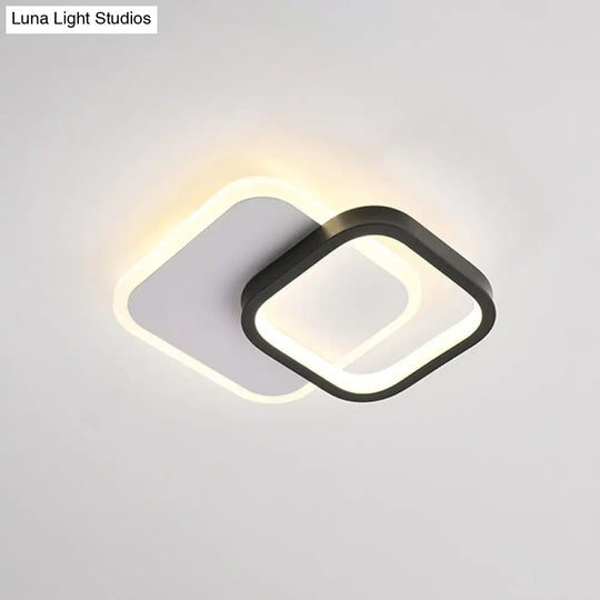 Modern Black-White Small Ceiling Lamp With Led Flush Mounts For Corridor