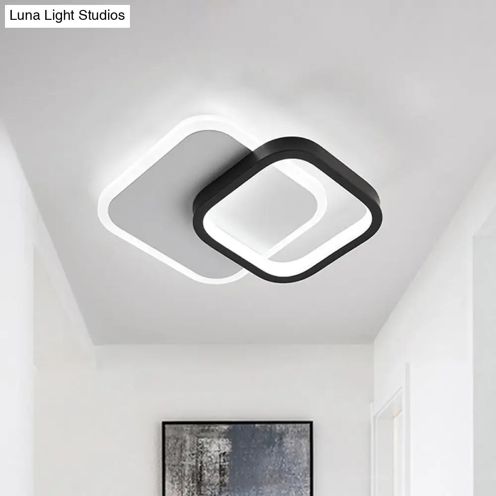 Modern Black - White Small Ceiling Lamp With Led Flush Mounts For Corridor