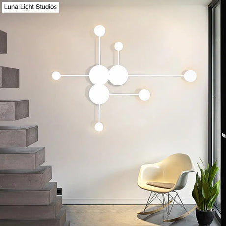 Modern Black/White Sputnik Led Wall Sconce Light Fixture With Acrylic Lamp Shades - 2/3/6 Lights In