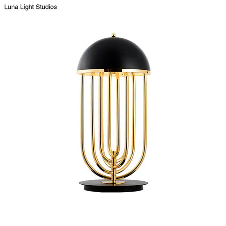 Modern Black/White Table Lamp With Dome Metal Shade Perfect For Living Room Task Lighting