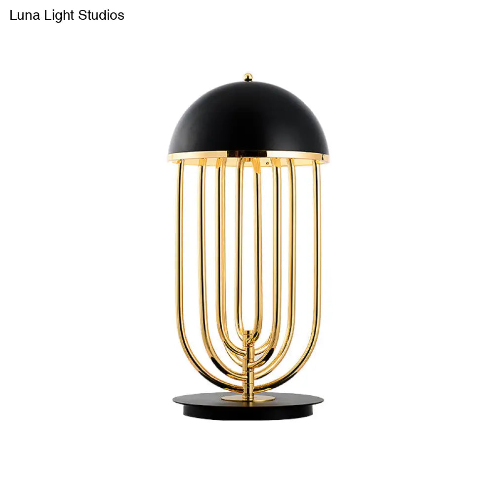 Modern Black/White Table Lamp With Dome Metal Shade Perfect For Living Room Task Lighting