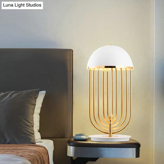 Modern Black/White Table Lamp With Dome Metal Shade Perfect For Living Room Task Lighting