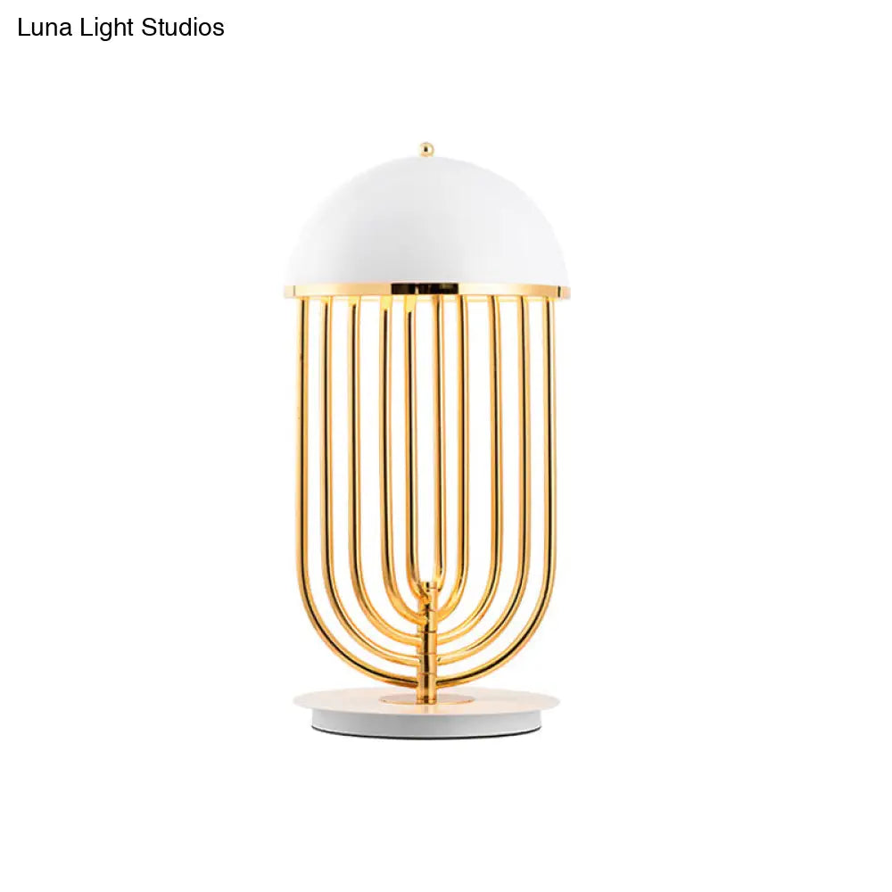 Modern Black/White Table Lamp With Dome Metal Shade Perfect For Living Room Task Lighting