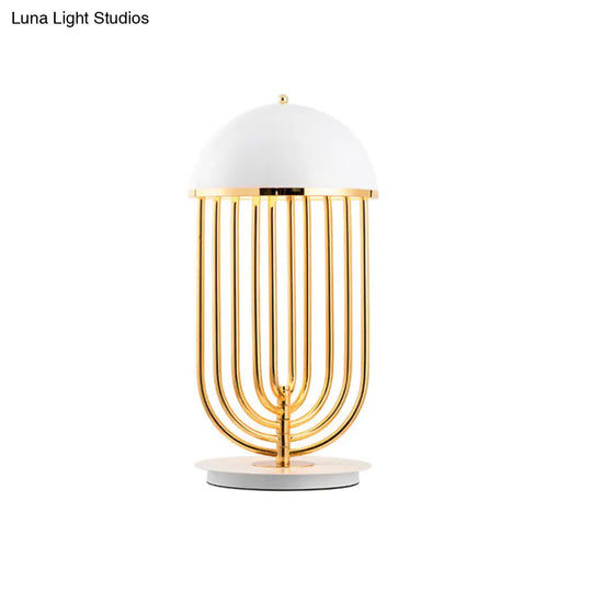 Modern Black/White Table Lamp With Dome Metal Shade Perfect For Living Room Task Lighting