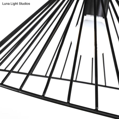 Modern Black Wire Caged Pendant Light for Dining Room Ceiling with 1 Bulb Black
