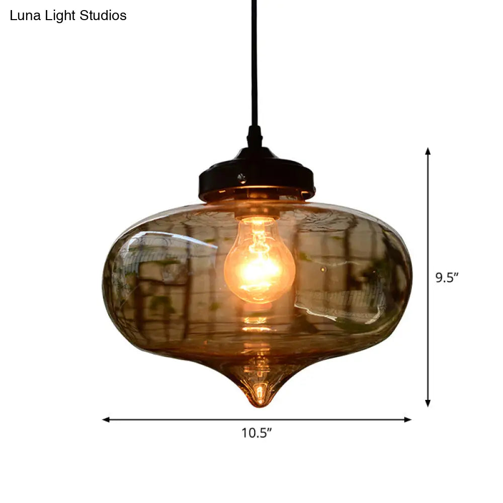 Modern Blown Glass Pendant Light For Restaurants - Single Bulb Fixture With Simple Shades
