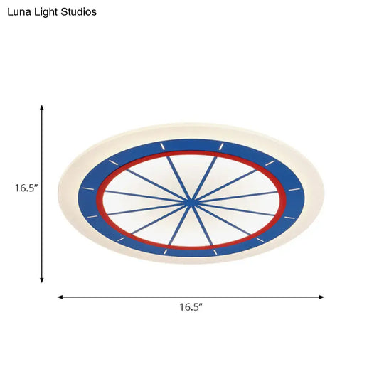 Modern Blue Circle Acrylic Flush Mount Ceiling Light For Bedroom