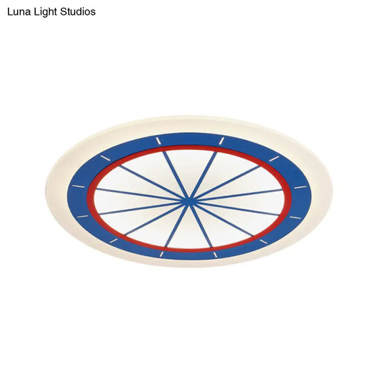 Modern Blue Circle Acrylic Flush Mount Ceiling Light For Bedroom