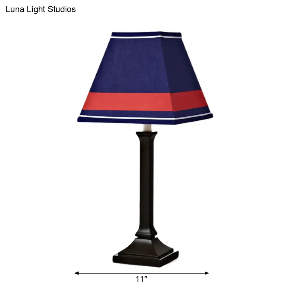 Modern Blue Desk Lamp With Fabric Shade And Plug-In Cord For Study Room Craftsman