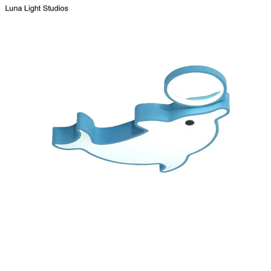 Modern Blue Flush Mount Ceiling Lamp For Baby Bedroom