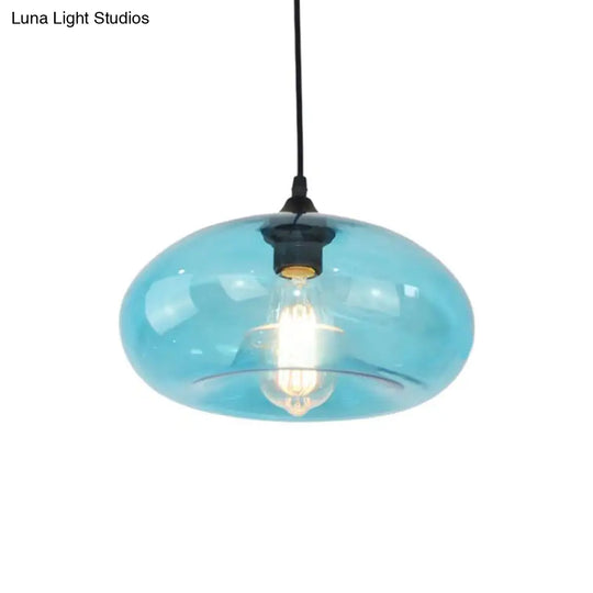 Modern Blue Glass Pendant Lighting - Doughnut Design For Living Room