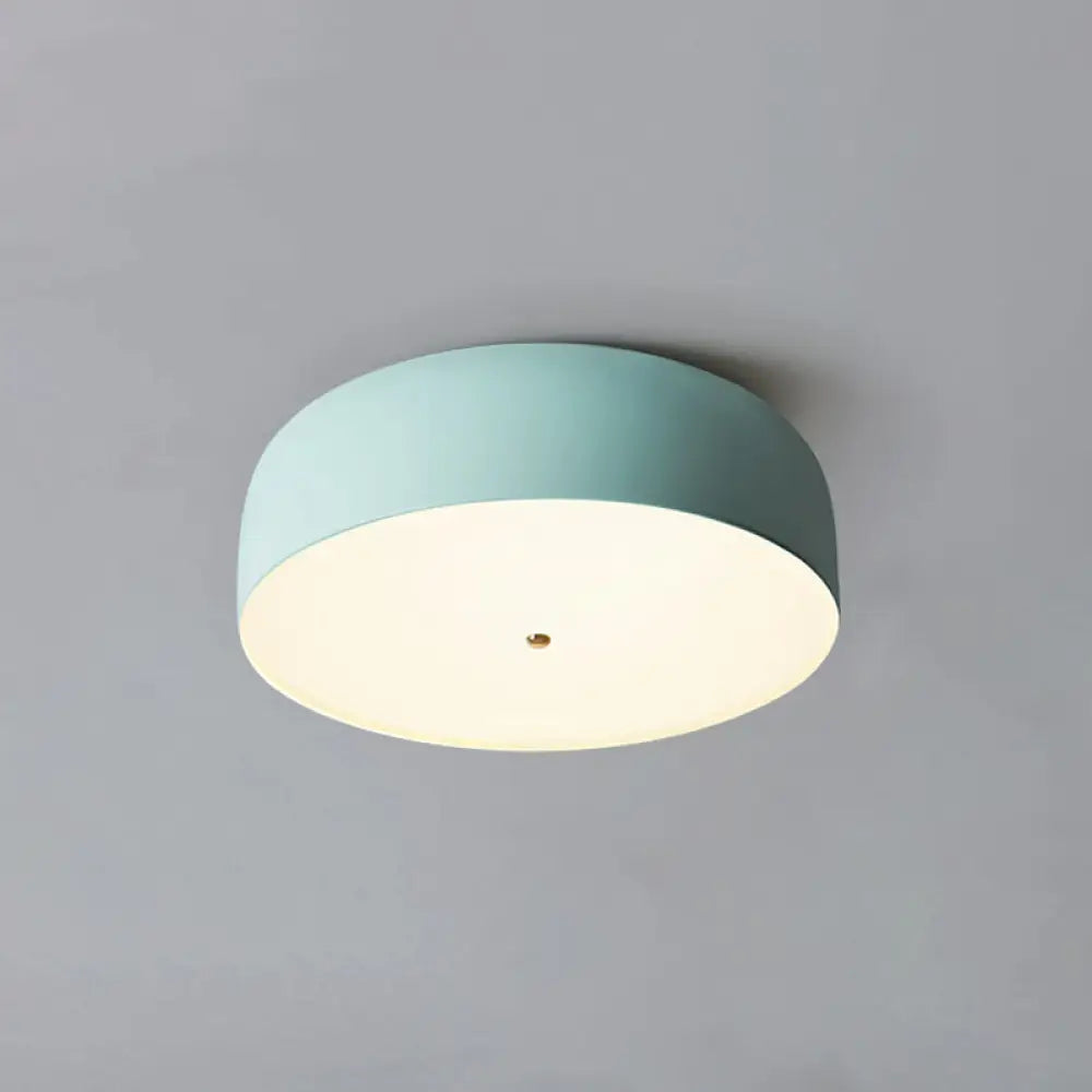 Modern Blue Led Flush Mount Ceiling Light Fixture For Kitchen - 14/19 Wide