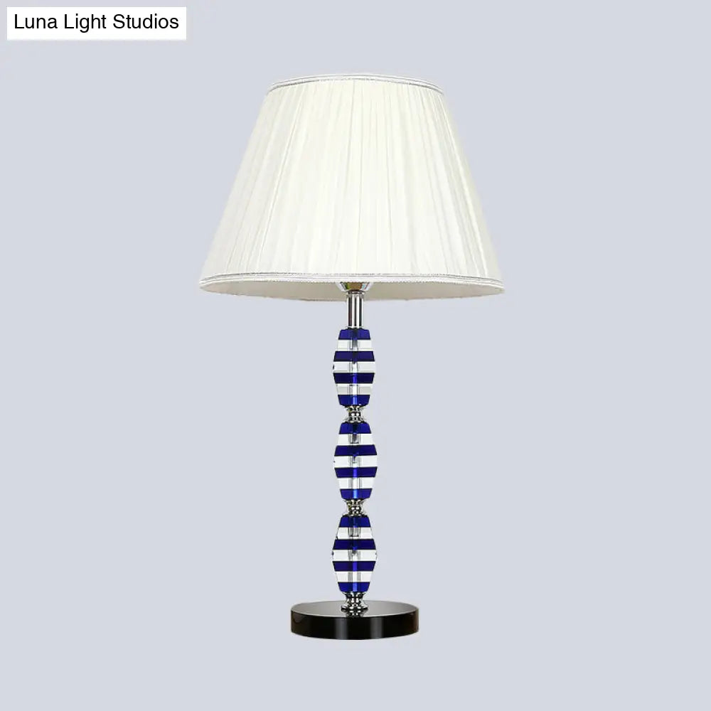 Modern Blue Table Lamp With Tapered Shade For Dining Room Or Desk