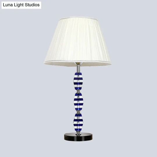 Modern Blue Table Lamp With Tapered Shade For Dining Room Or Desk