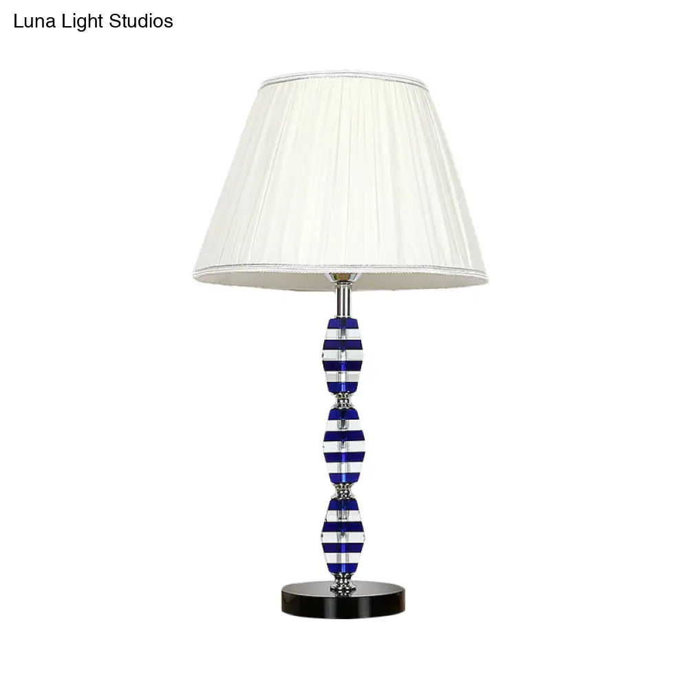 Modern Blue Table Lamp With Tapered Shade For Dining Room Or Desk