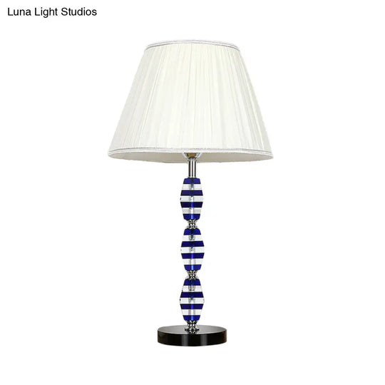 Modern Blue Table Lamp With Tapered Shade For Dining Room Or Desk