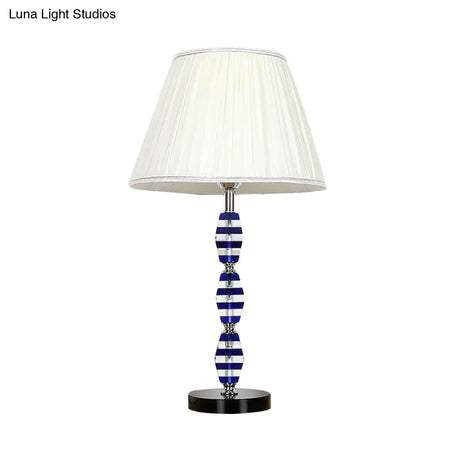Modern Blue Table Lamp With Tapered Shade For Dining Room Or Desk