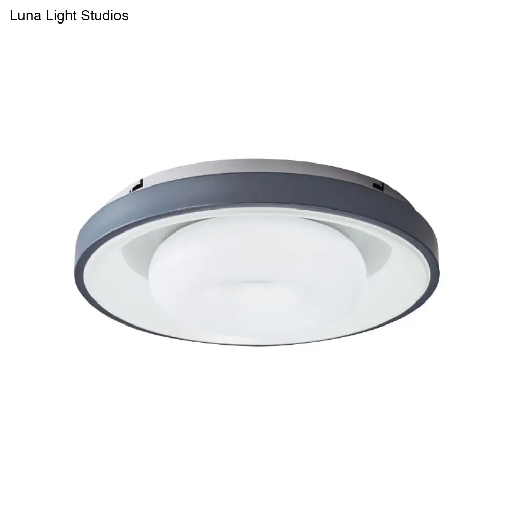 Modern Blue-White Led Ceiling Light With Acrylic Shade: Macaron Flush Mount Lamp