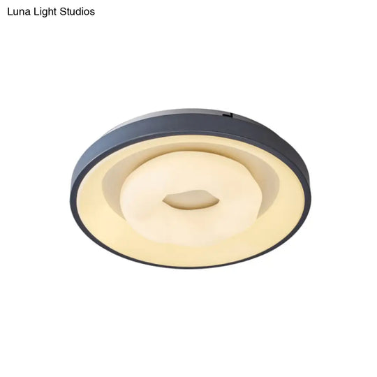Modern Blue - White Led Ceiling Light With Acrylic Shade: Macaron Flush Mount Lamp