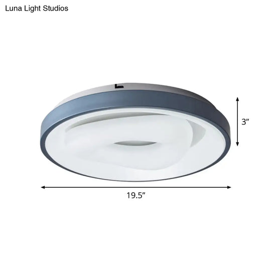 Modern Blue - White Led Ceiling Light With Acrylic Shade: Macaron Flush Mount Lamp