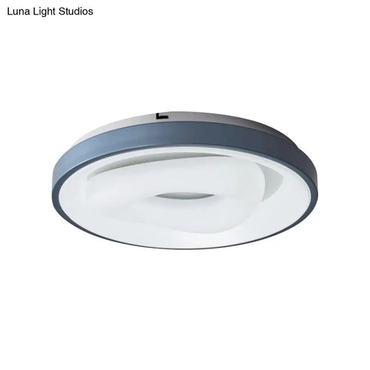 Modern Blue-White Led Ceiling Light With Acrylic Shade: Macaron Flush Mount Lamp