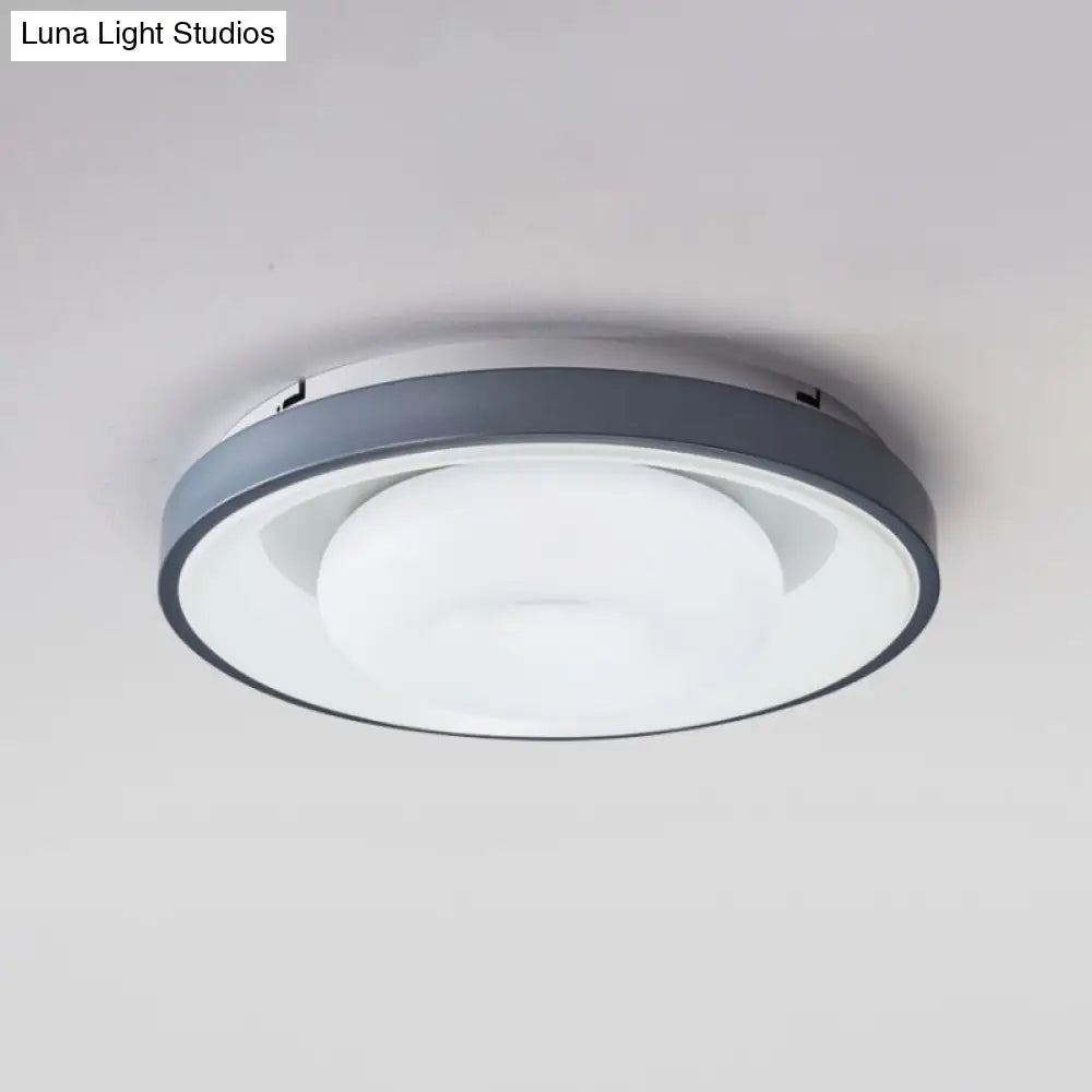 Modern Blue - White Led Ceiling Light With Acrylic Shade: Macaron Flush Mount Lamp