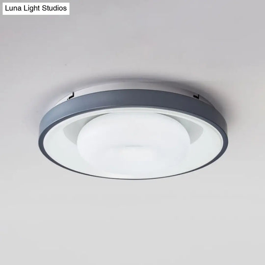 Modern Blue - White Led Ceiling Light With Acrylic Shade: Macaron Flush Mount Lamp