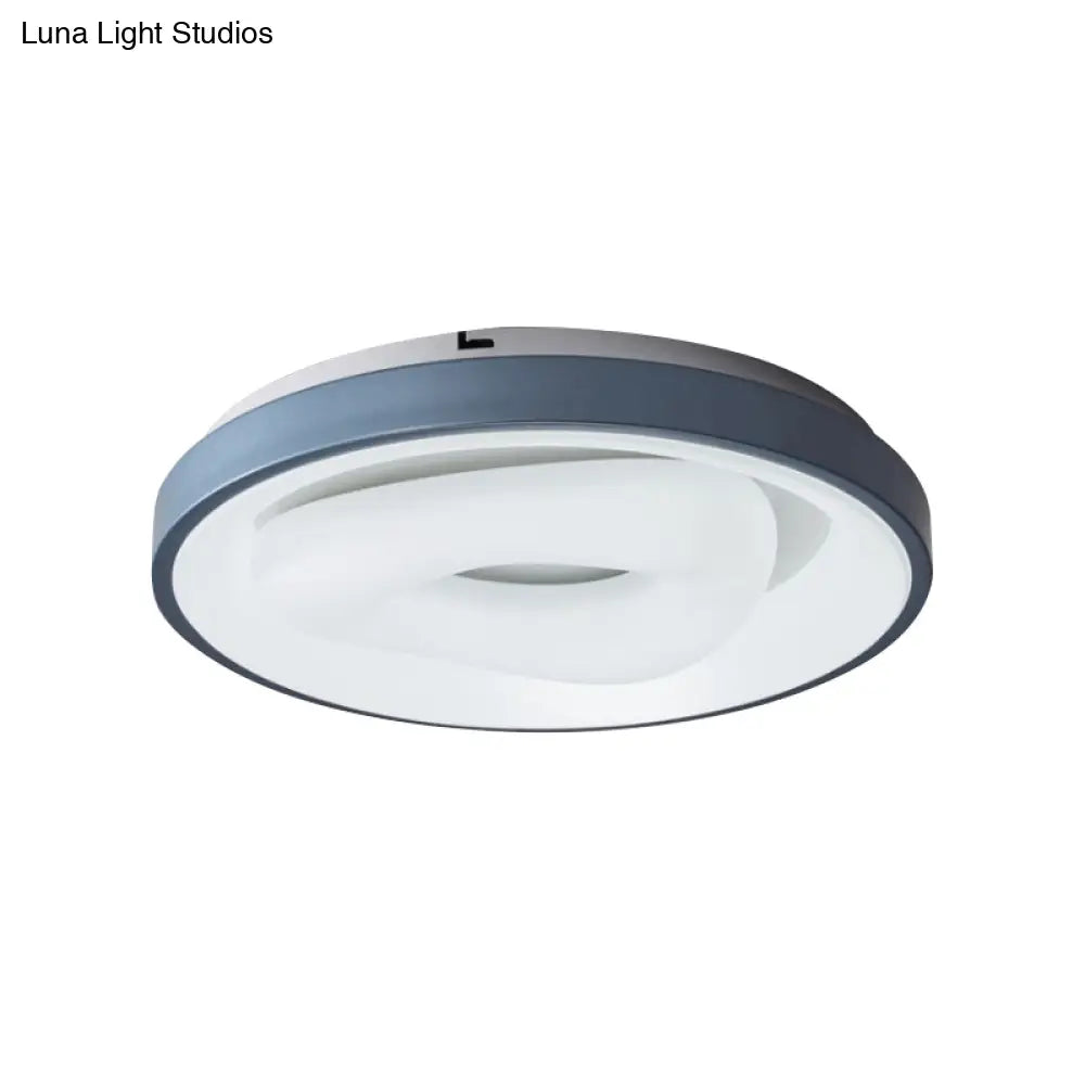 Modern Blue - White Led Ceiling Light With Acrylic Shade: Macaron Flush Mount Lamp