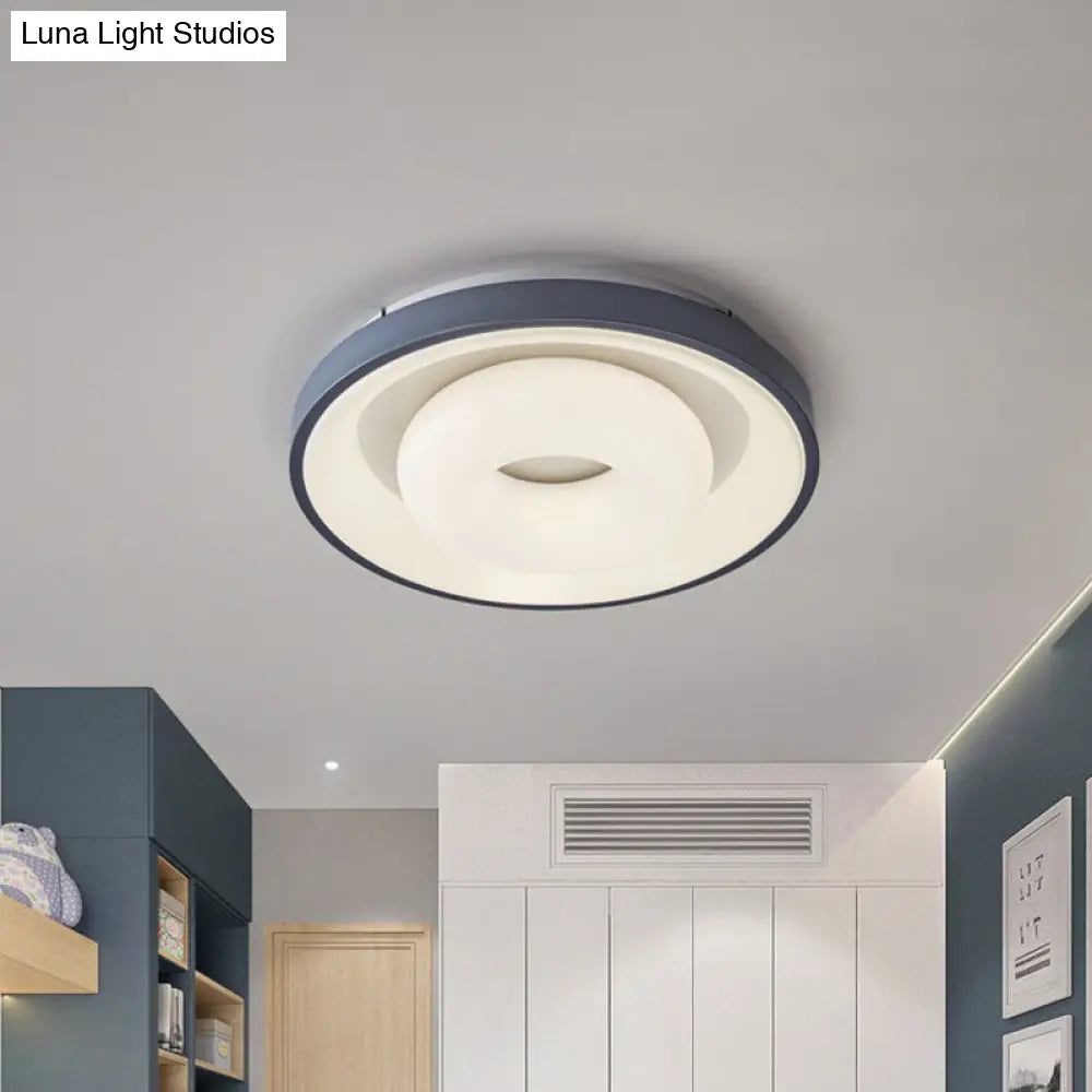 Modern Blue - White Led Ceiling Light With Acrylic Shade: Macaron Flush Mount Lamp