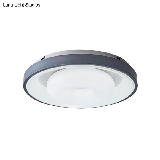 Modern Blue - White Led Ceiling Light With Acrylic Shade: Macaron Flush Mount Lamp