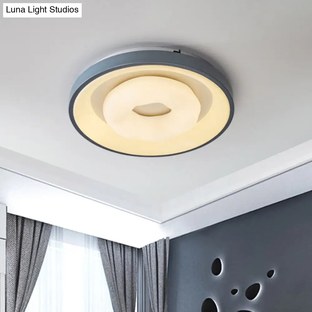 Modern Blue - White Led Ceiling Light With Acrylic Shade: Macaron Flush Mount Lamp