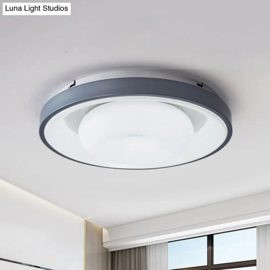 Modern Blue - White Led Ceiling Light With Acrylic Shade: Macaron Flush Mount Lamp