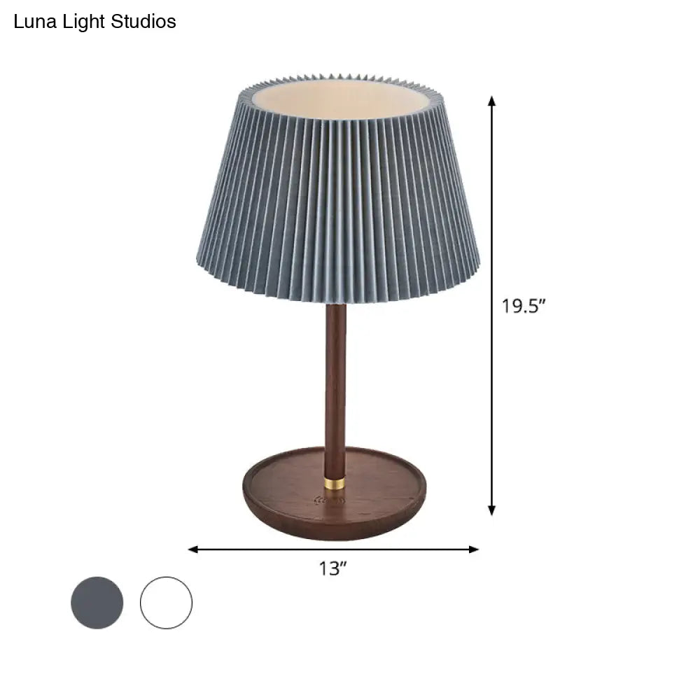 Modern Blue/White Table Lamp With Flared Fabric Shade - Perfect For Living Room