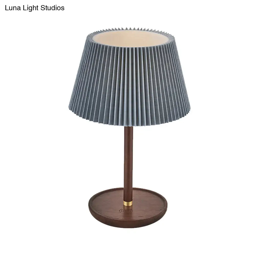 Modern Blue/White Table Lamp With Flared Fabric Shade - Perfect For Living Room
