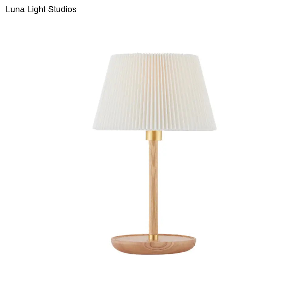 Modern Blue/White Table Lamp With Flared Fabric Shade - Perfect For Living Room