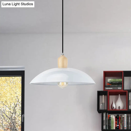 Modern Bowl Ceiling Pendant Light In Black/White 12.5’/16’ Diameter