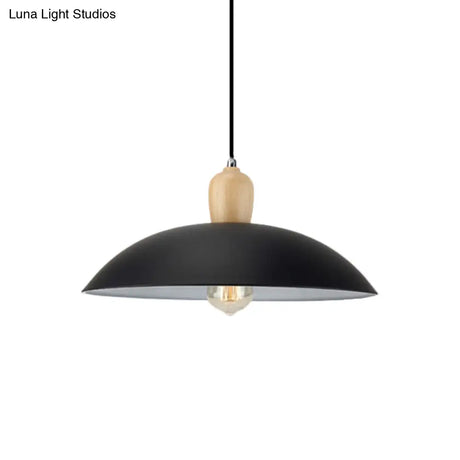 Modern Bowl Ceiling Pendant Light In Black/White 12.5’/16’ Diameter
